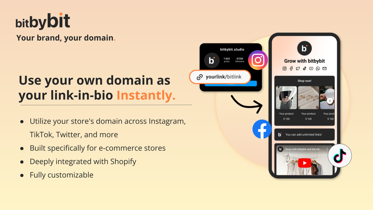 bitlink link in bio shoppable your own domain