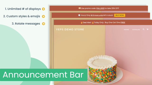 Yeps Announcement Bar, Top Bar, Banner, Header, Promo Bar,Ticker