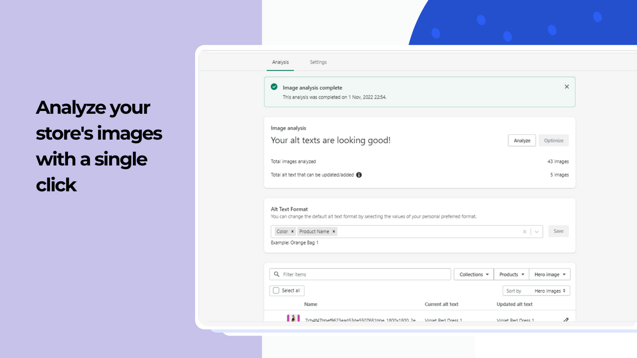 Analyze your store's images in a single click