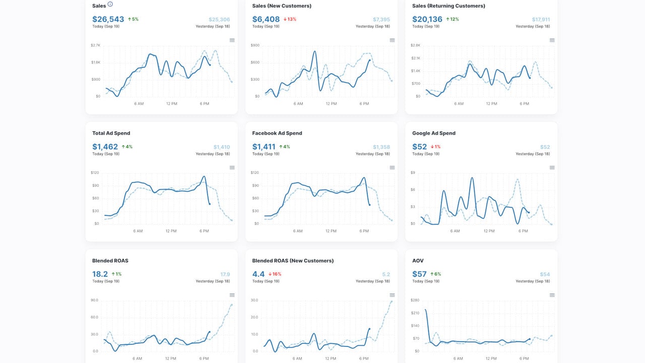 The best real-time monitor for dozens of KPIs (ROAS, Sales, etc)