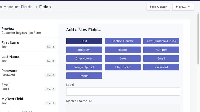 Bonify Customer Account Fields