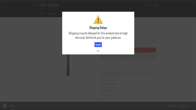 Desktop warning popup