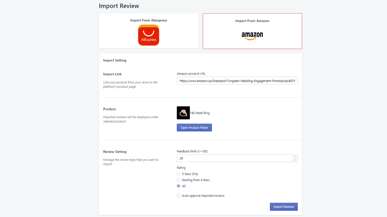 importing reviews