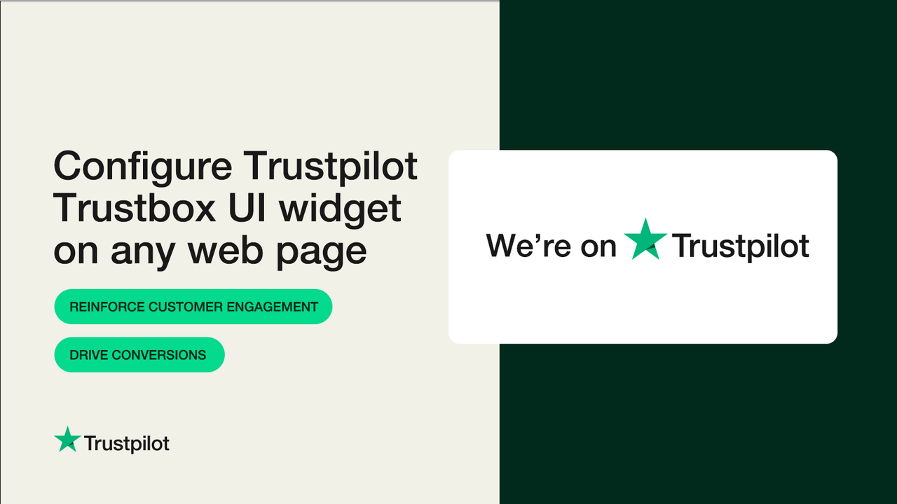 Configure Trustpilot UI Widget on any web page