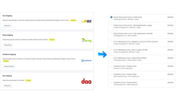 nordic shipping options main screen