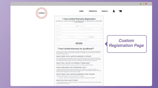 Sign up warranty registration