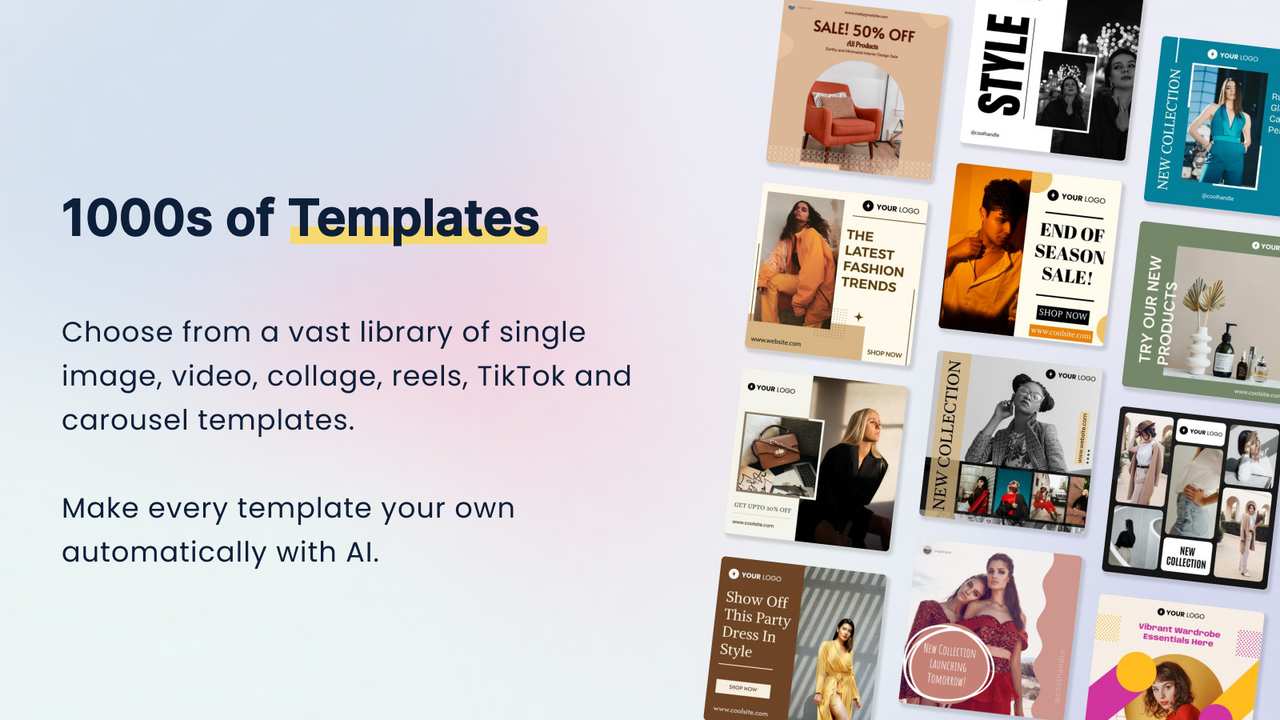 social media product video templates, post & carousel templates