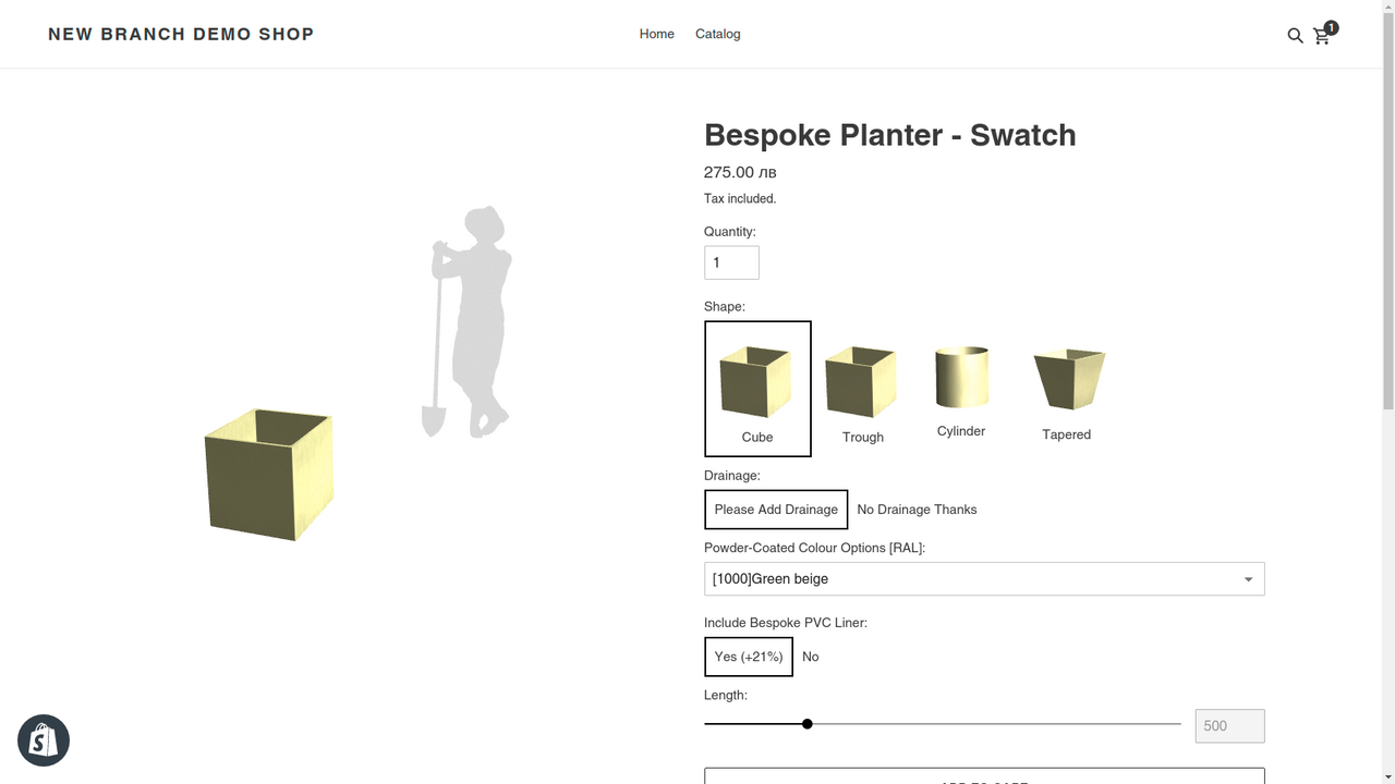 Planter model in Debut theme.