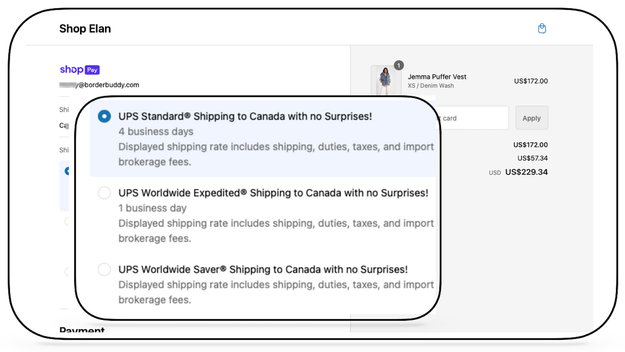 BorderBuddy Duties paid Shipping to Canada