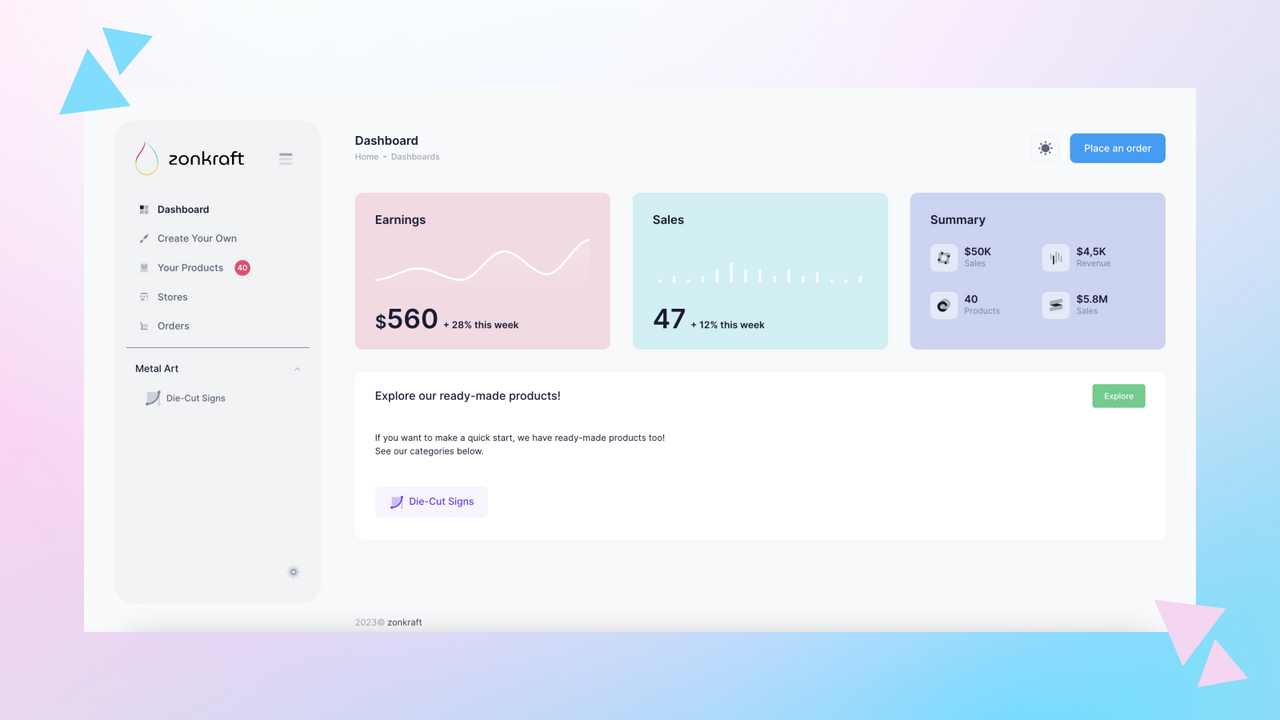 User Dashboard Page