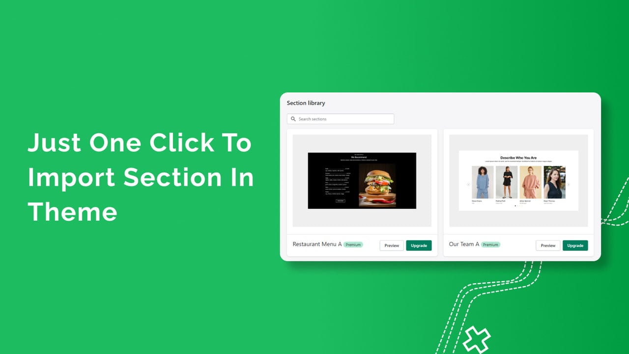 Just One Click to Import section in theme