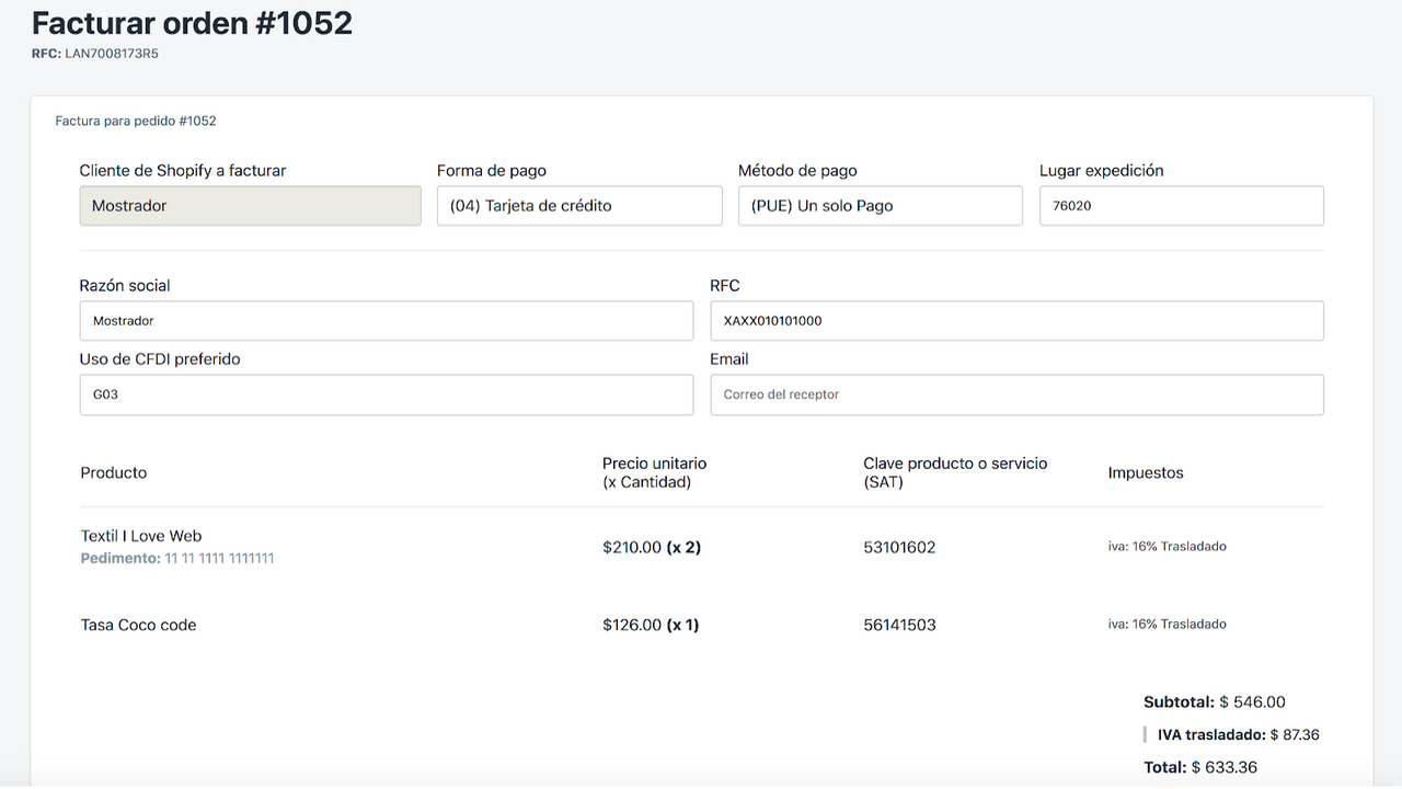 Simple invoices