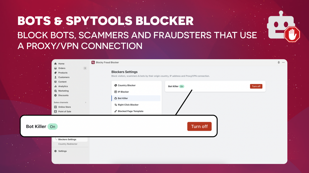 The Proxy VPN blocker feature: Block bots and suspicious buyers