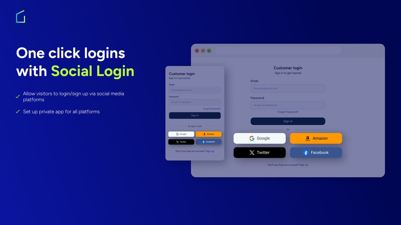 Quick and easy login with Social login