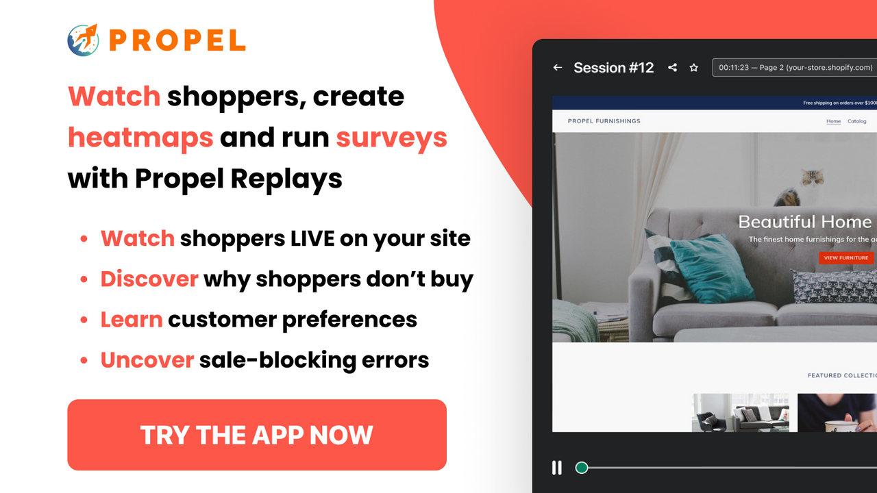 Surveys, heatmaps, screen recording and replay app for Shopify