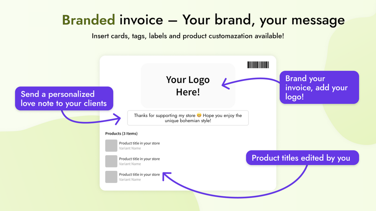 Branded invoice and packaging!