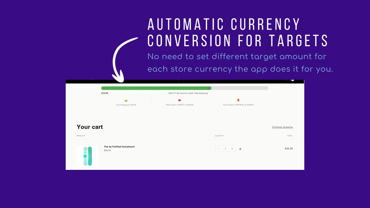 Automatic currency conversion for the progress bar targets