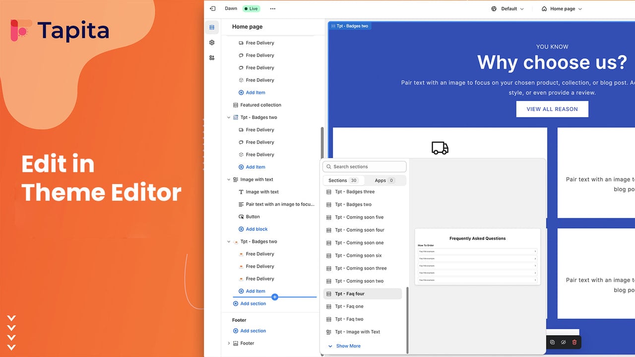 Tapita Theme Sections Builder