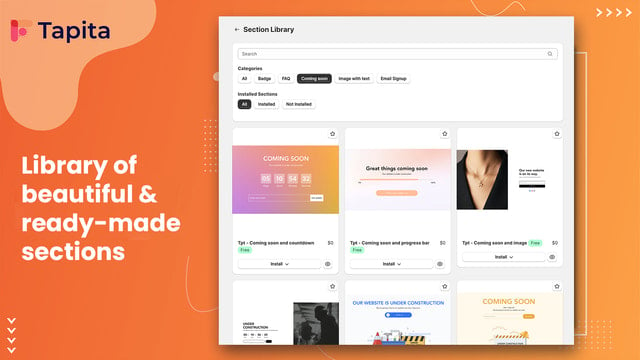 Tapita Theme Sections Builder