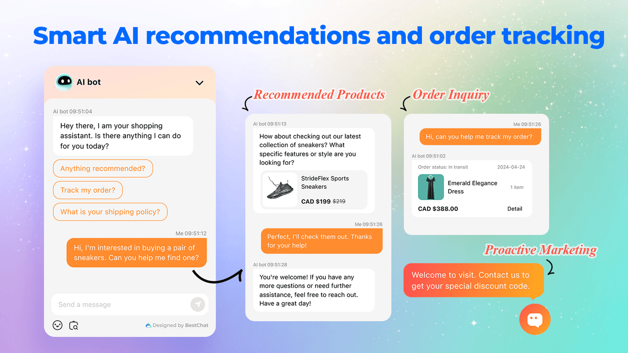 Smart AI recommendations and order tracking