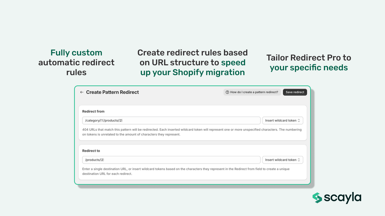 create custom automatic 301 redirect rules to speed up migration