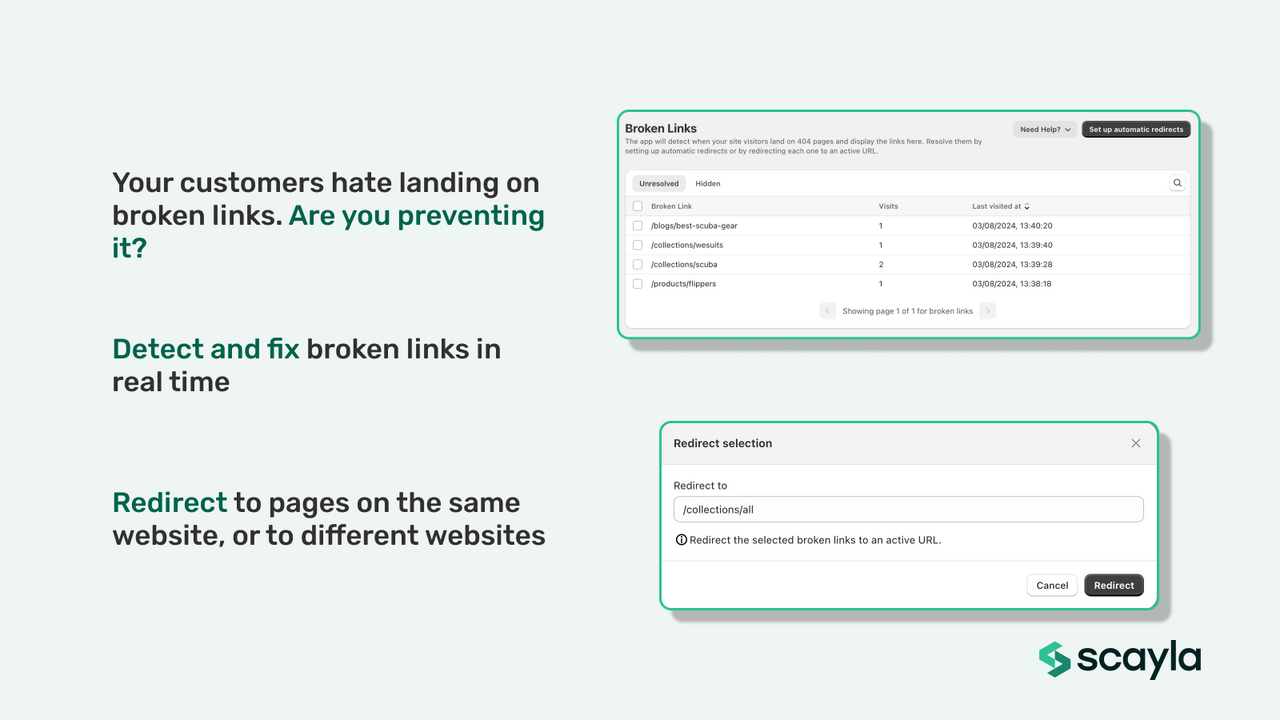 Detect and resolve 404 broken links in real time to protect SEO