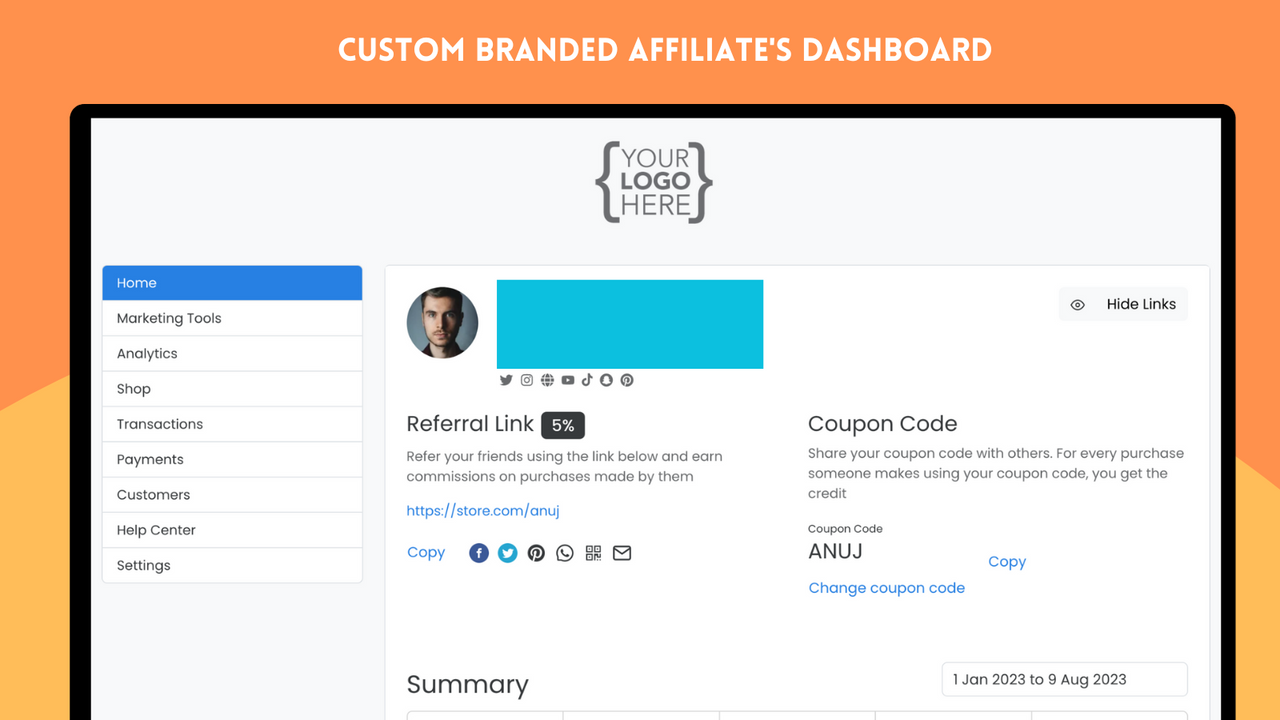 CUSTOM BRANDED AFFILIATE PORTAL