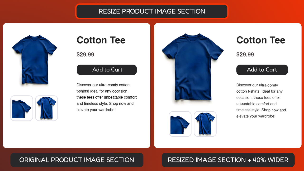 Possibility to resize product image section, make it bigger