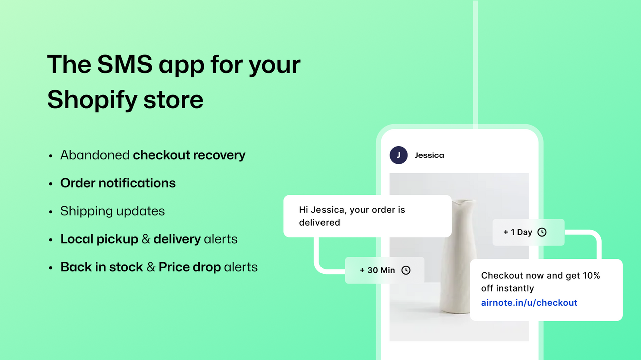 Airnote SMS Notifications for your shopify store