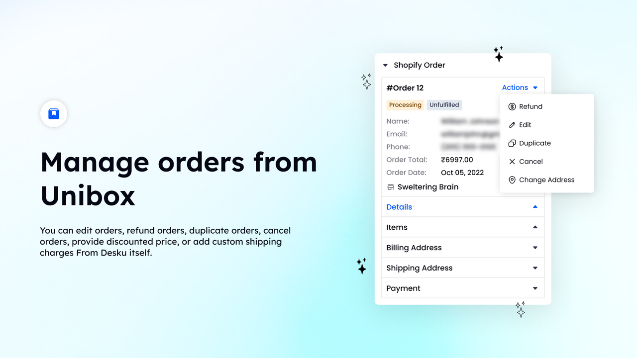 Manage orders from Unibox