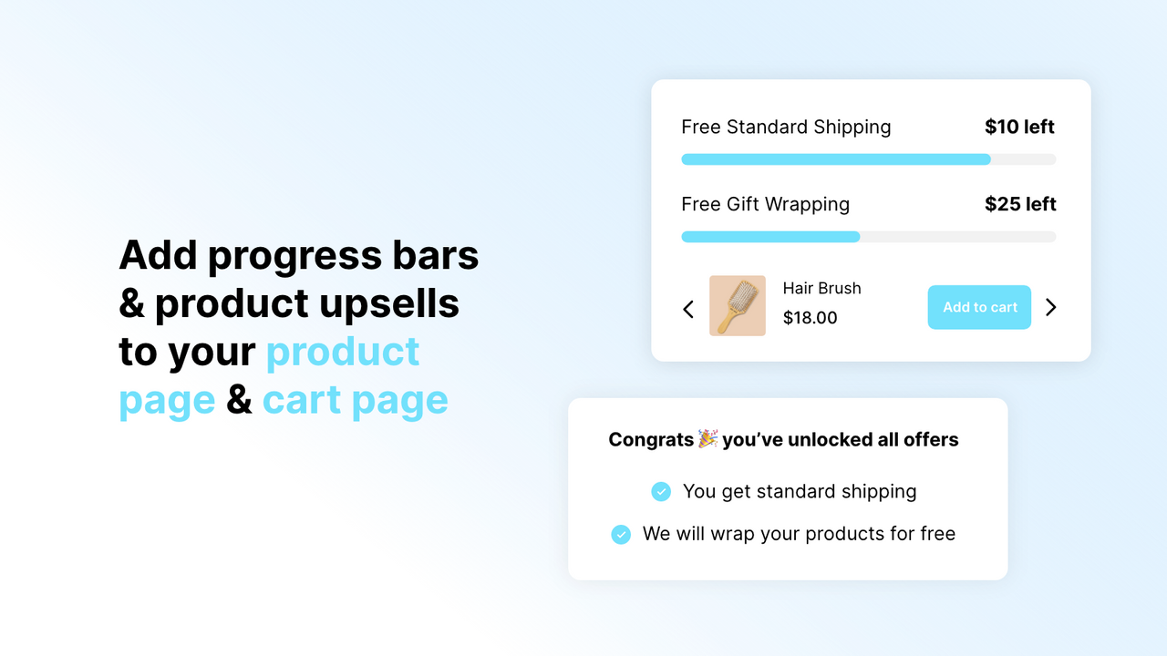 free shipping bar - progress bar - product upsell