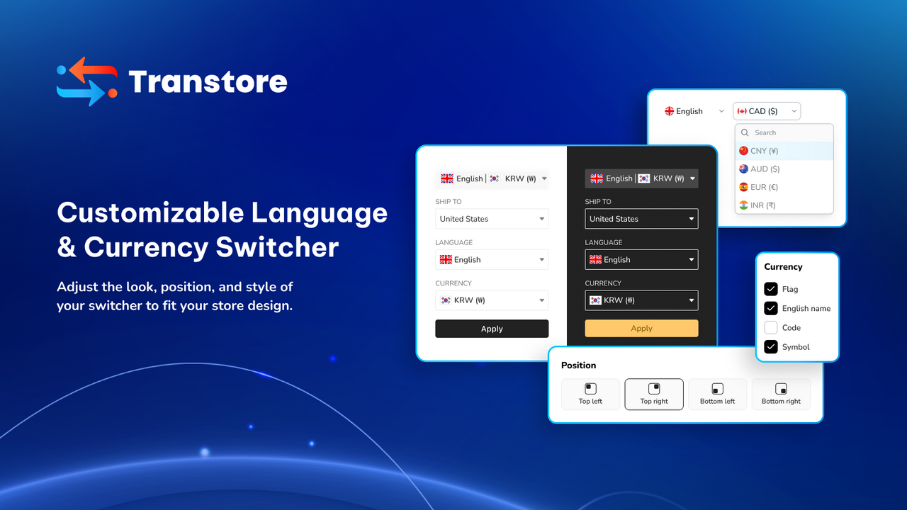 Customizable Language & Currency Switcher To Fit Your Store