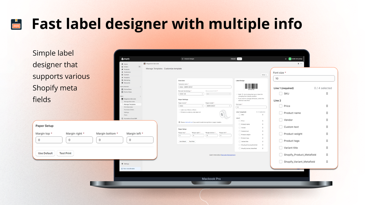 Fast barcode label designer