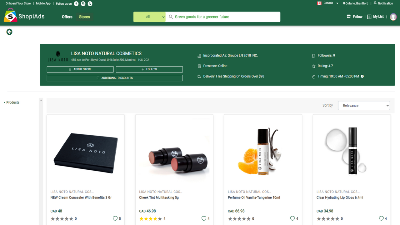 display product collection on multivendor to local consumer