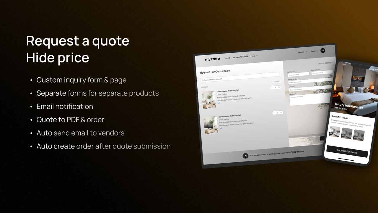 quote snap hide price request a quote B2B contact form