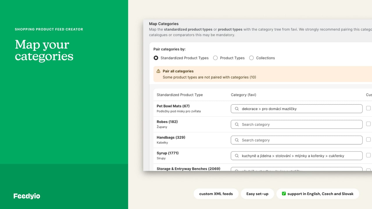 Map your products with categories