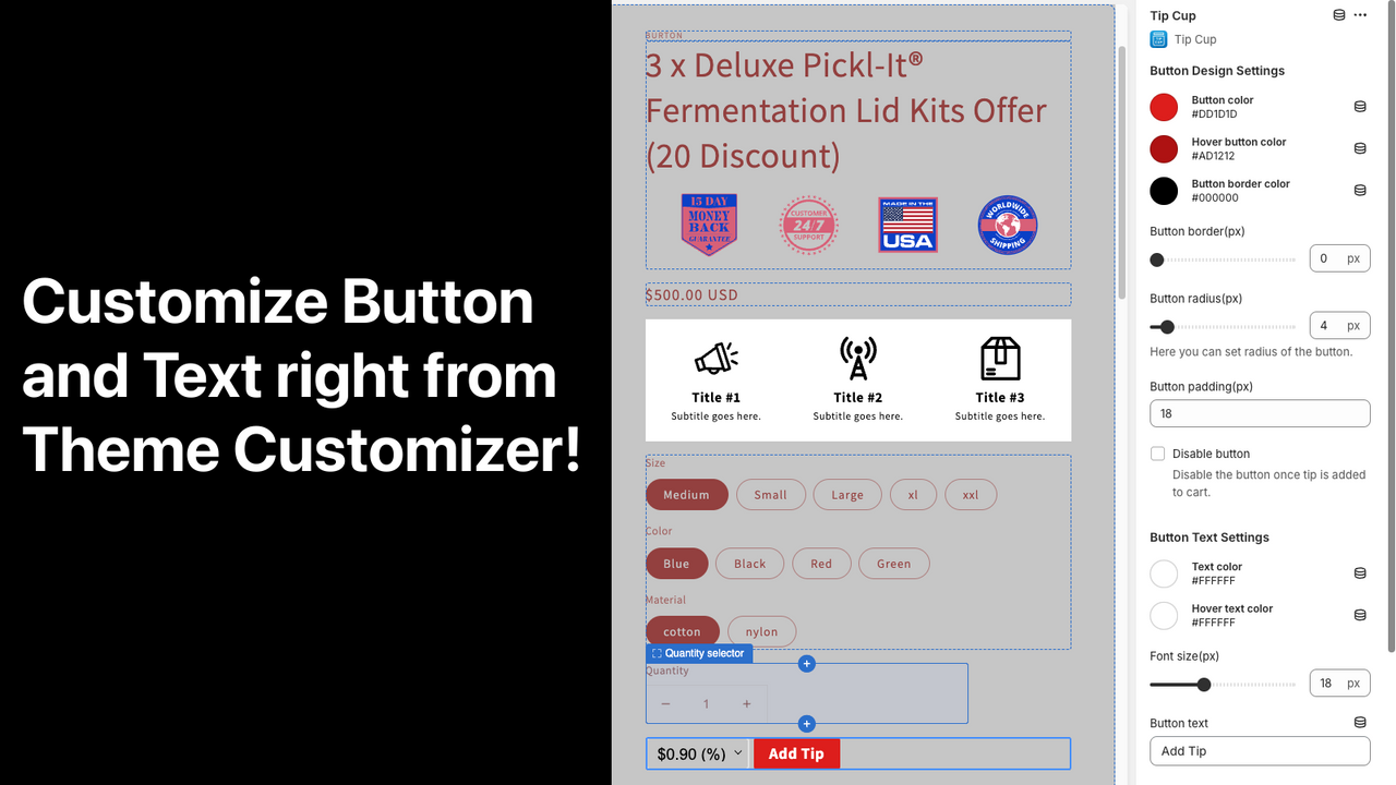 Customize the tip button design