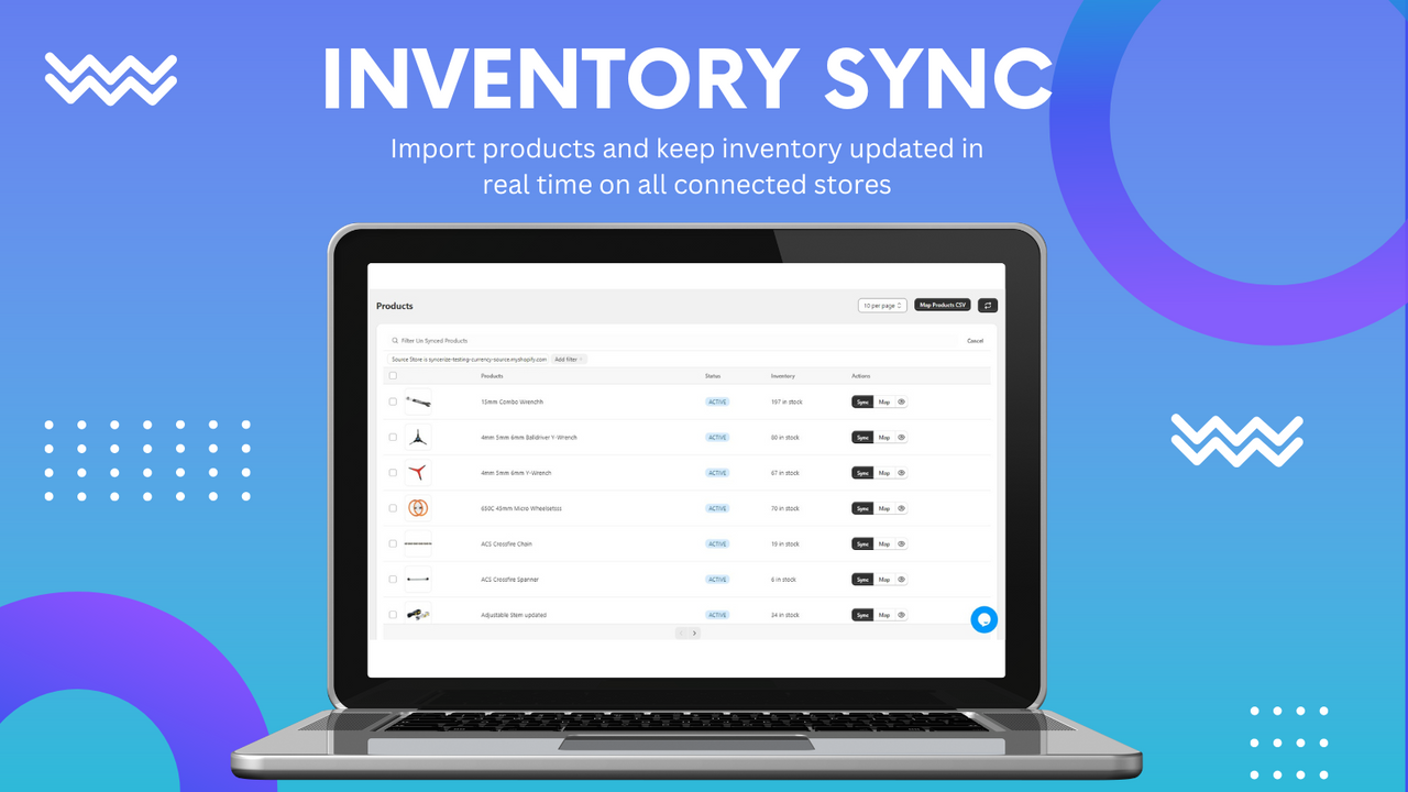 Real time inventory sync across multiple stores