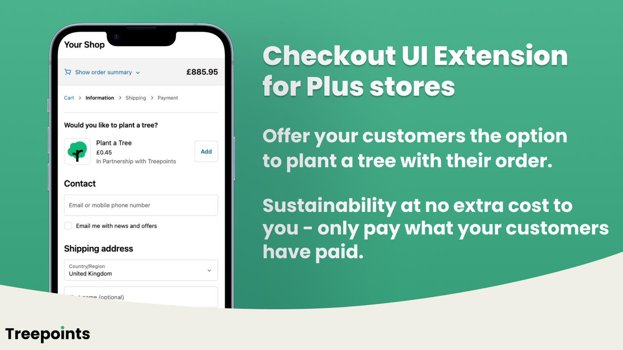 Treepoints Checkout UI extension shown at checkout.