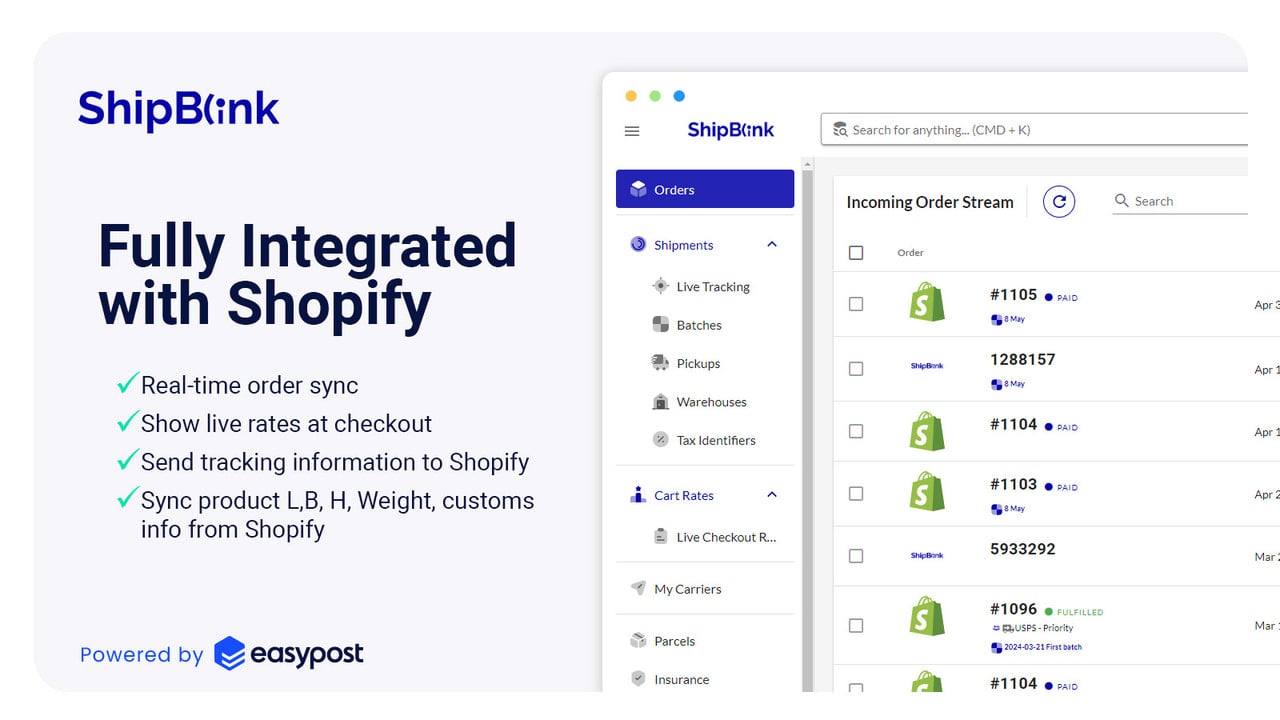 Fully Integrated with Shopify with Dimensions support