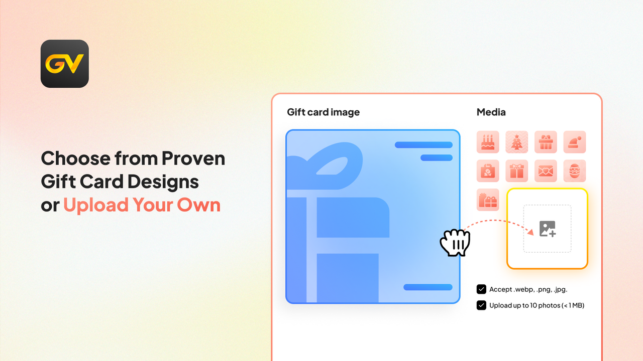 Choose from Proven Gift Card Designs or Upload Your Own