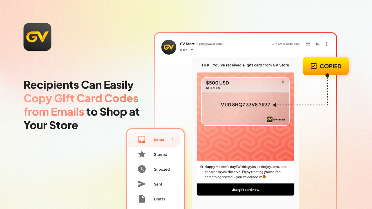 Copy Gift Card Codes from Emails to Shop at Your Store