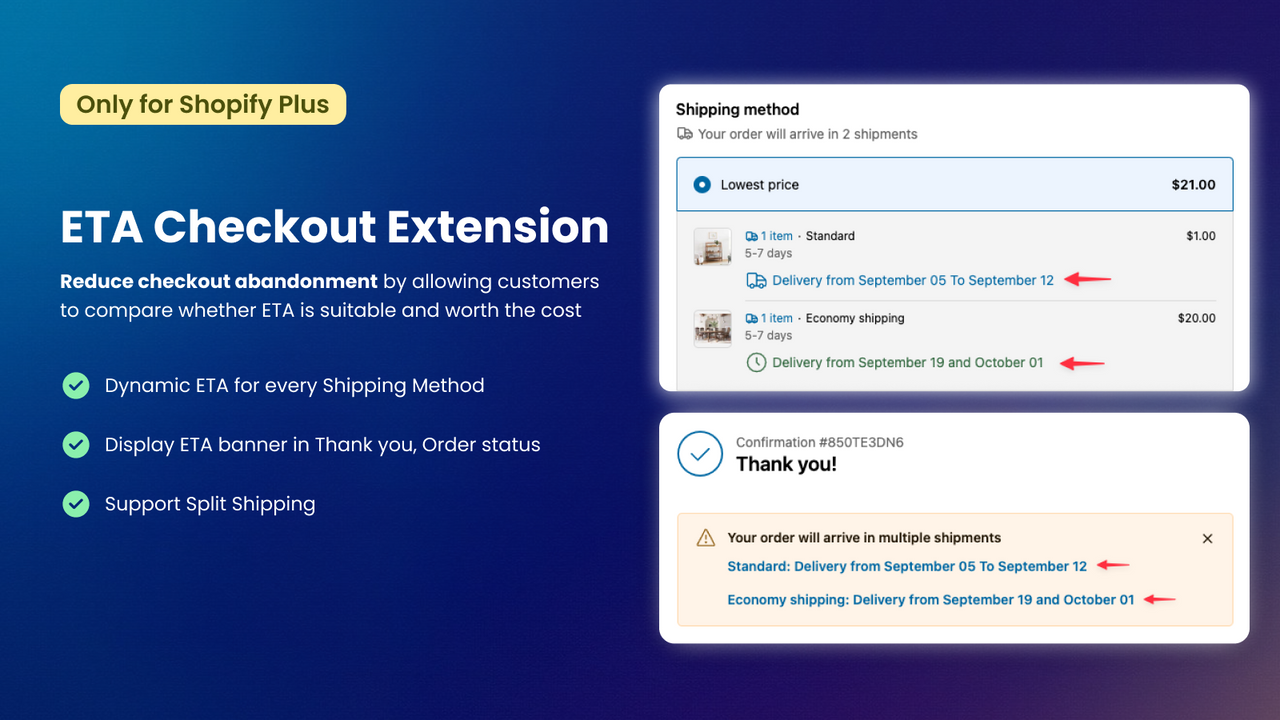 ETA Checkout extension extensibility for Shopify Plus