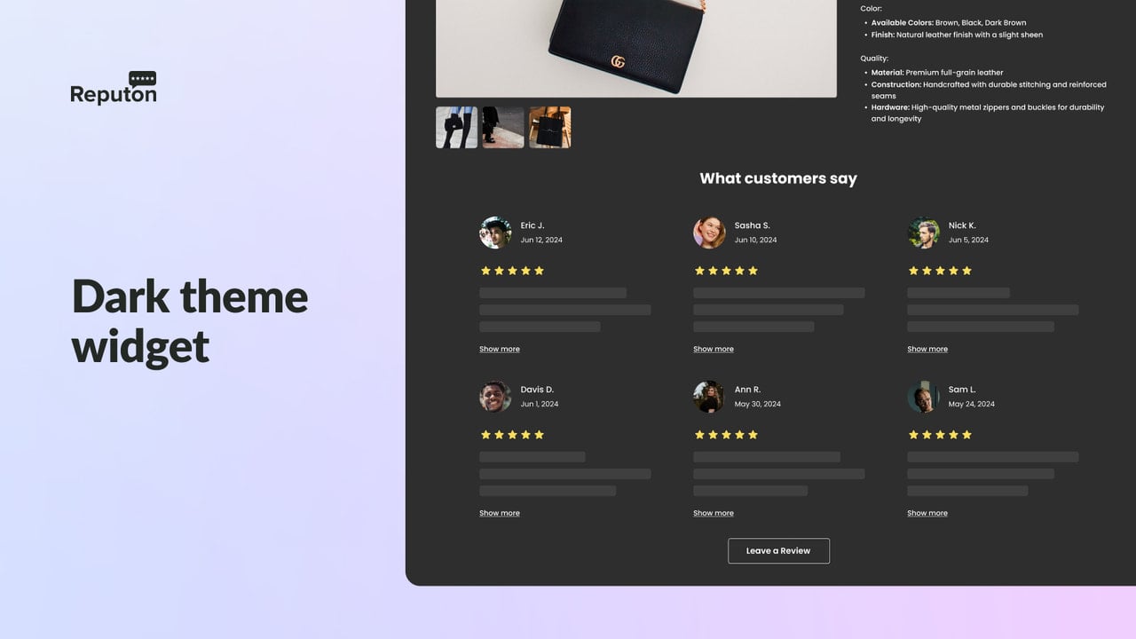 Testimonials slider dark theme