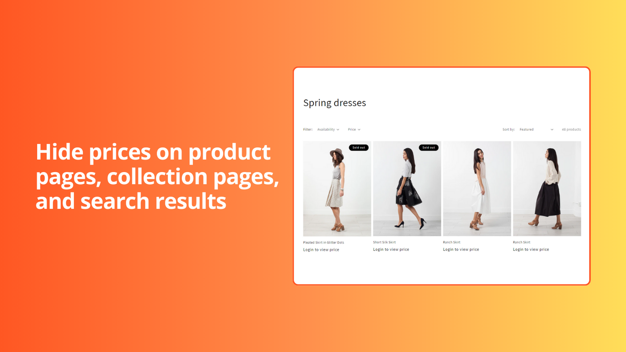 Hide prices on product, collection pages, and search results