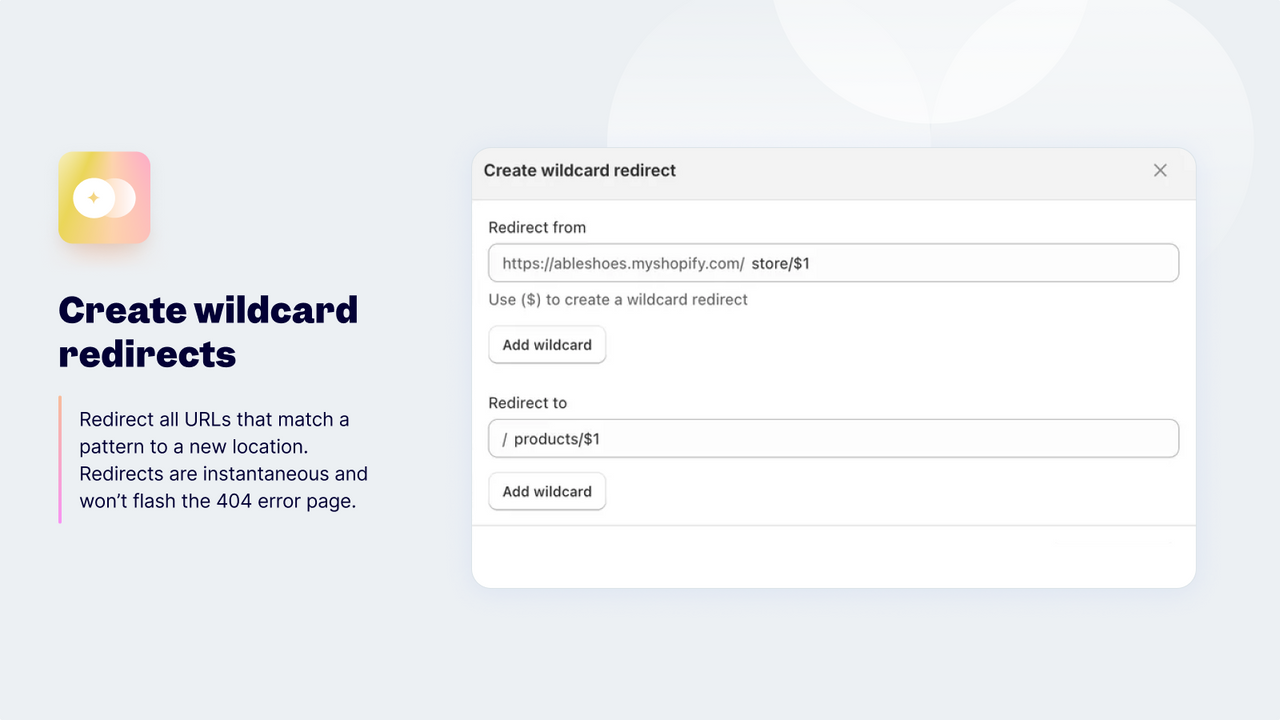 Wildcard redirects for Shopify