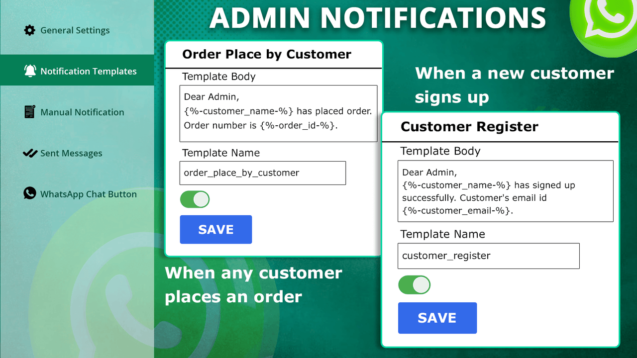 3 - Customized WhatsApp Notification Templates for Admin