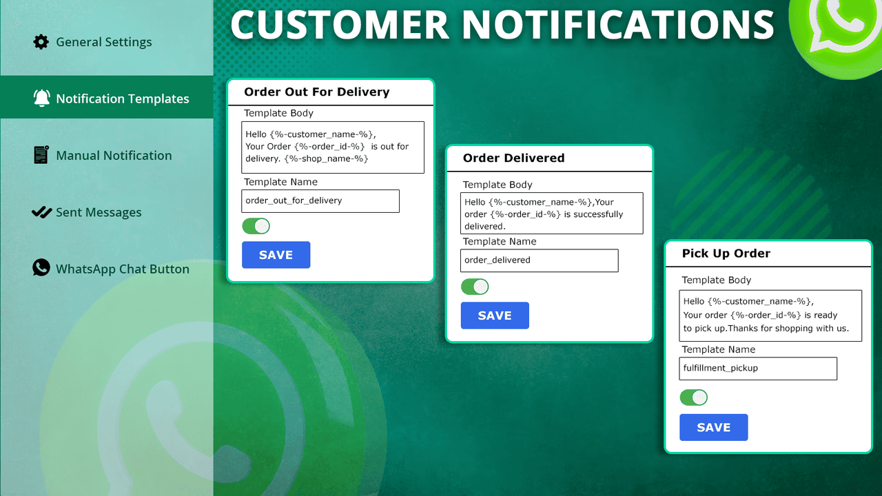 2.2 - Customized WhatsApp Notification Templates for Customers