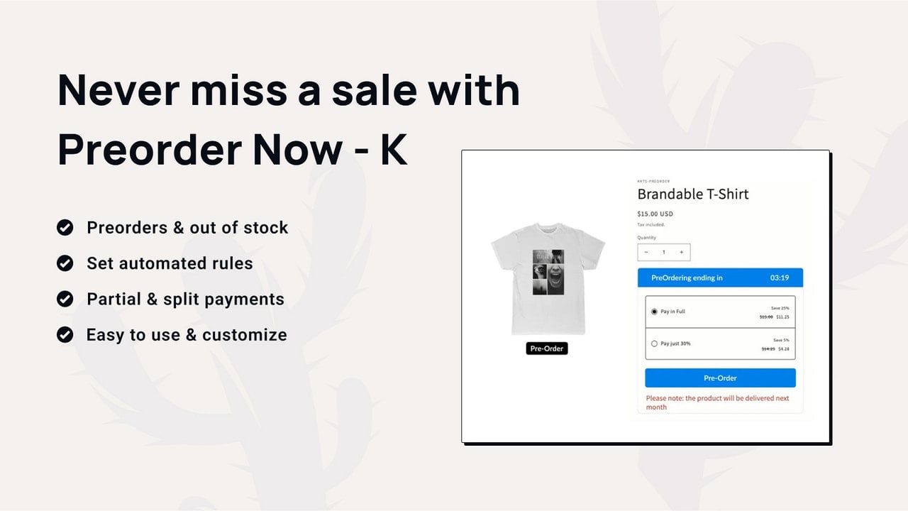 Kaktus PreOrder App