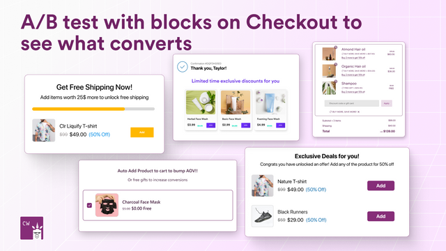 A/B test with blocks on Checkout to see what converts